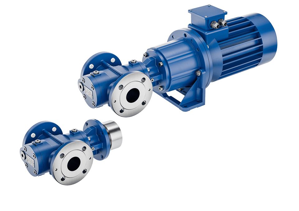 Screw pumps with magnetic coupling